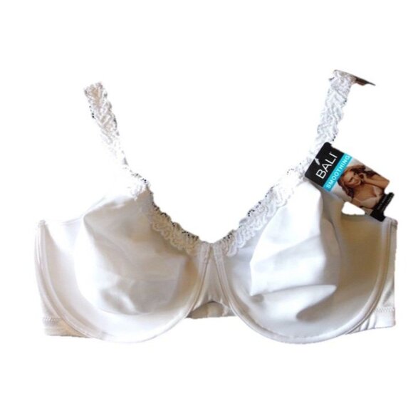 Bali 36D White Smoothing Underwire Bra Lace Trim Full Coverage NWT - Picture 3 of 6